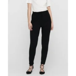 OnlyPantalon Cordon d'attache noir en viscose Jade