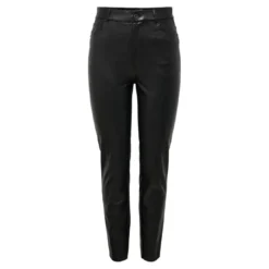 OnlyPantalon en cuir synthétique fermeture par bouton. fermeture éclair taille haute noir Luna