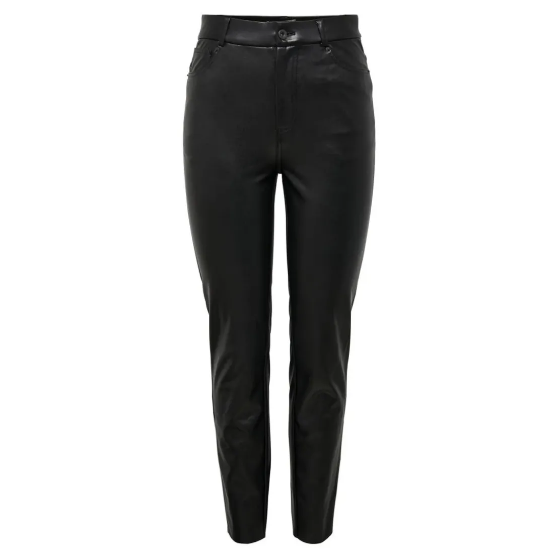 OnlyPantalon en cuir synthétique fermeture par bouton. fermeture éclair taille haute noir Luna
