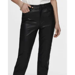 OnlyPantalon en cuir synthétique fermeture par bouton. fermeture éclair taille haute noir Luna