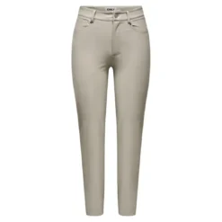 OnlyPantalon en simili-cuir braguette zippée taille haute gris clair Xena