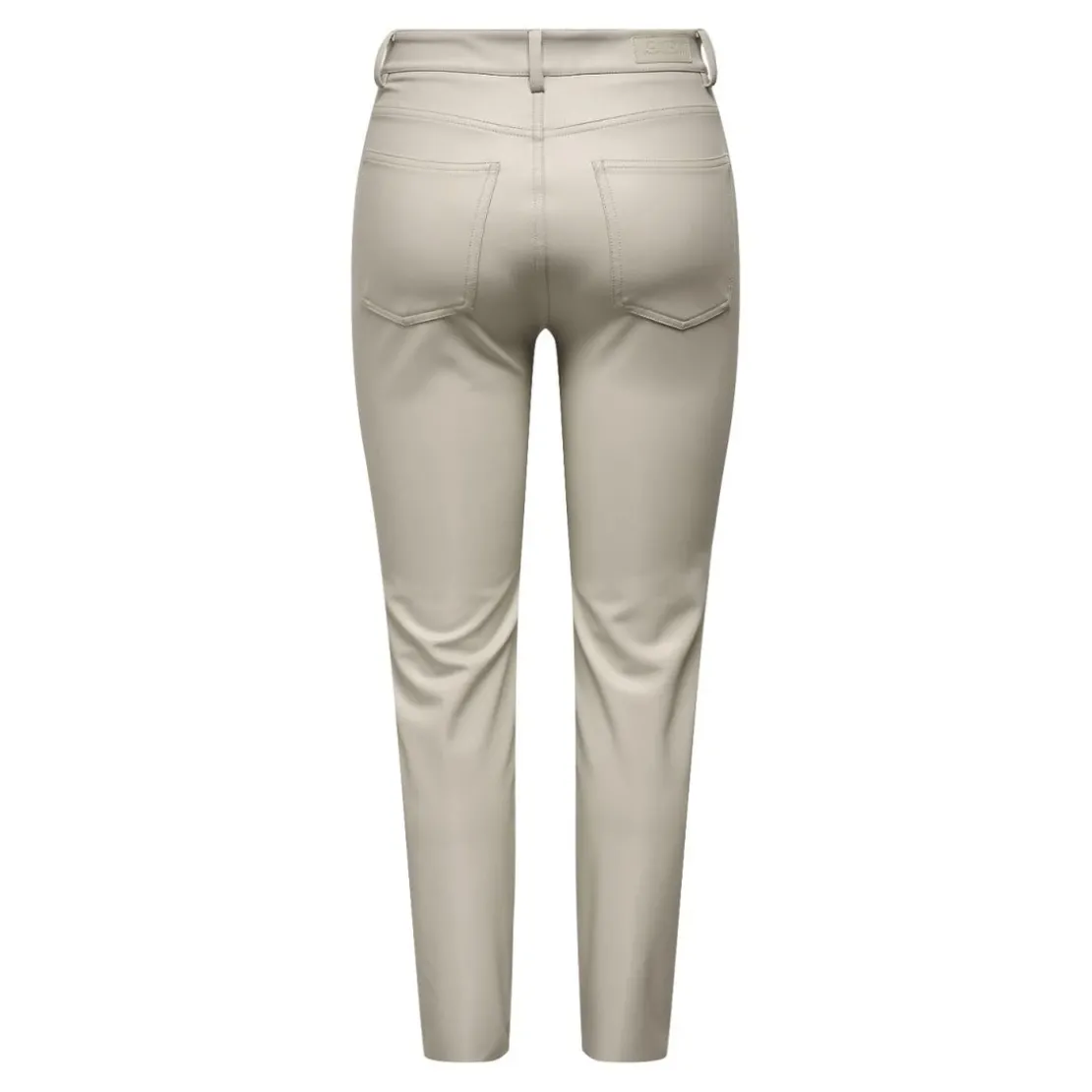 OnlyPantalon en simili-cuir braguette zippée taille haute gris clair Xena