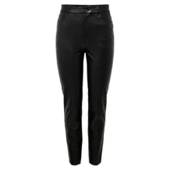 OnlyPantalon en simili-cuir noir Gia
