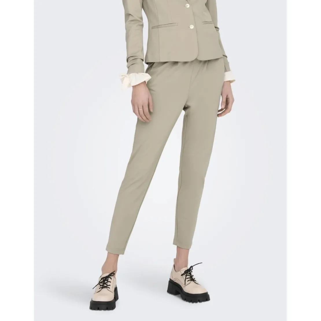 OnlyPantalon fermeture à cordon gris clair en viscose Clio