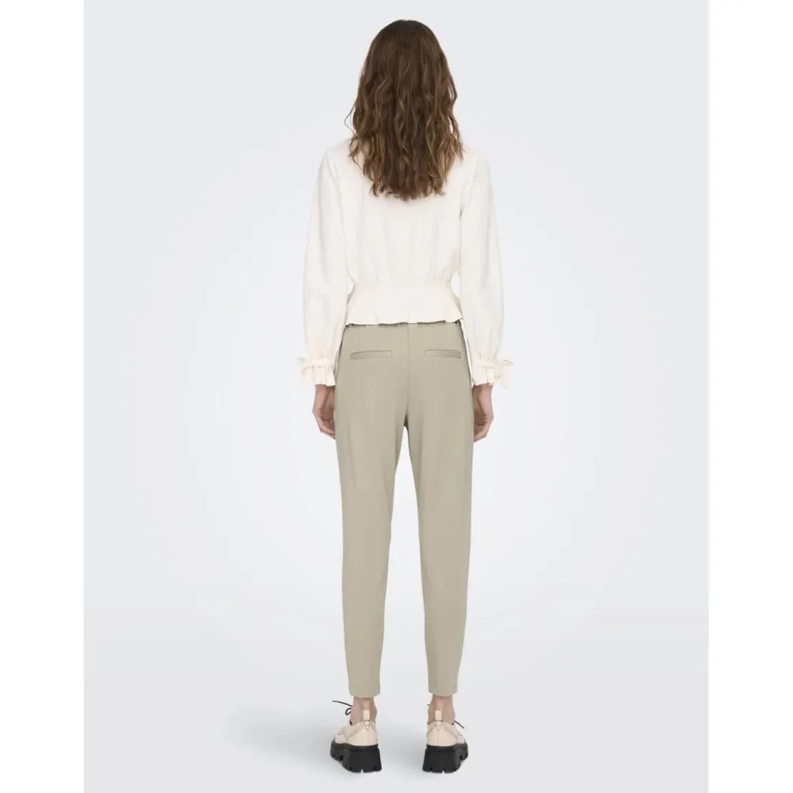 OnlyPantalon fermeture à cordon gris clair en viscose Clio