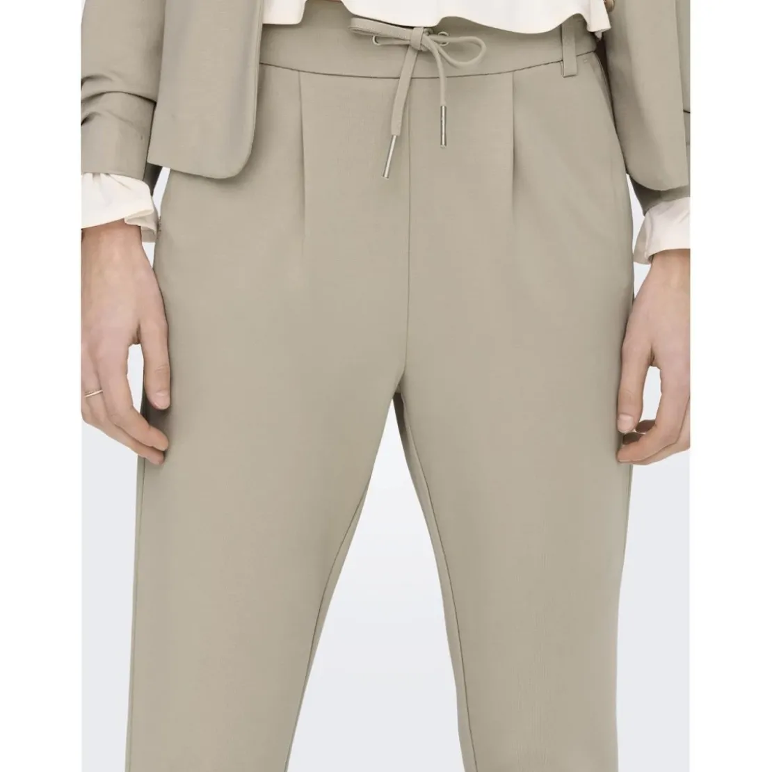 OnlyPantalon fermeture à cordon gris clair en viscose Clio