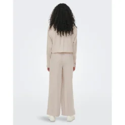 OnlyPantalon à jambe large Taille élastiquée beige
