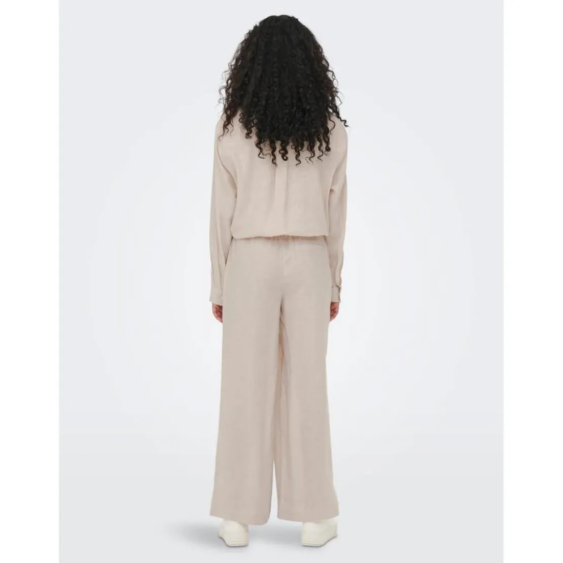OnlyPantalon à jambe large Taille élastiquée beige