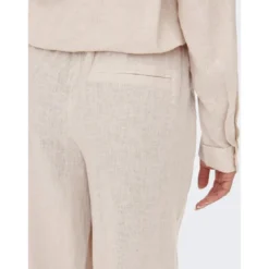 OnlyPantalon à jambe large Taille élastiquée beige