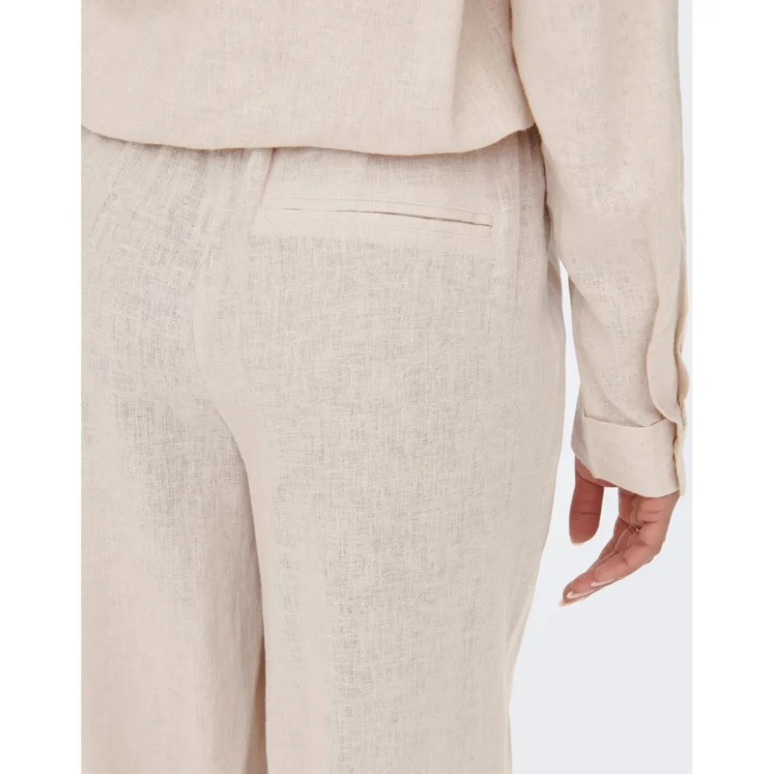 OnlyPantalon à jambe large Taille élastiquée beige