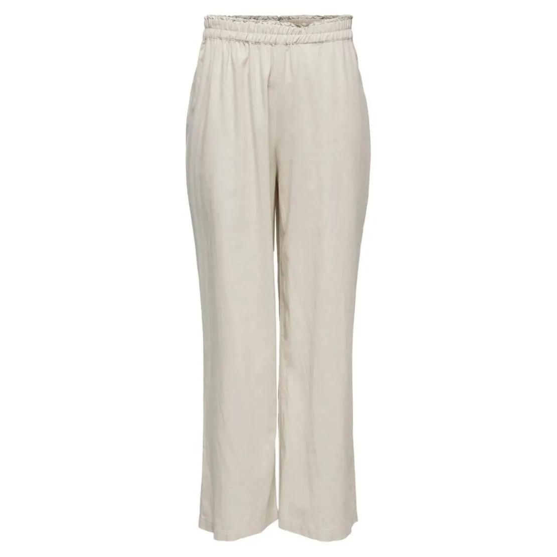 OnlyPantalon à jambe large Taille élastiquée beige