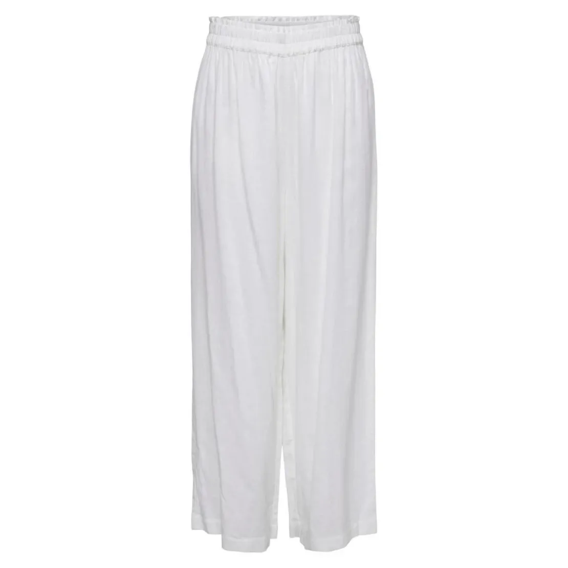 OnlyPantalon à jambe large Taille élastiquée blanc en lin