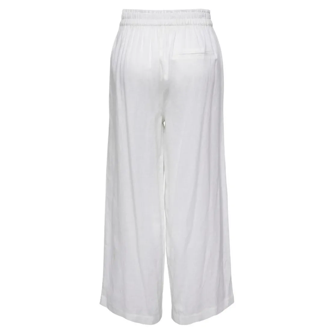 OnlyPantalon à jambe large Taille élastiquée blanc en lin