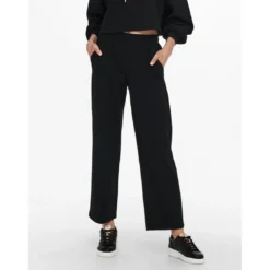OnlyPantalon à jambe large Taille élastiquée noir en viscose