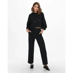 OnlyPantalon à jambe large Taille élastiquée noir en viscose