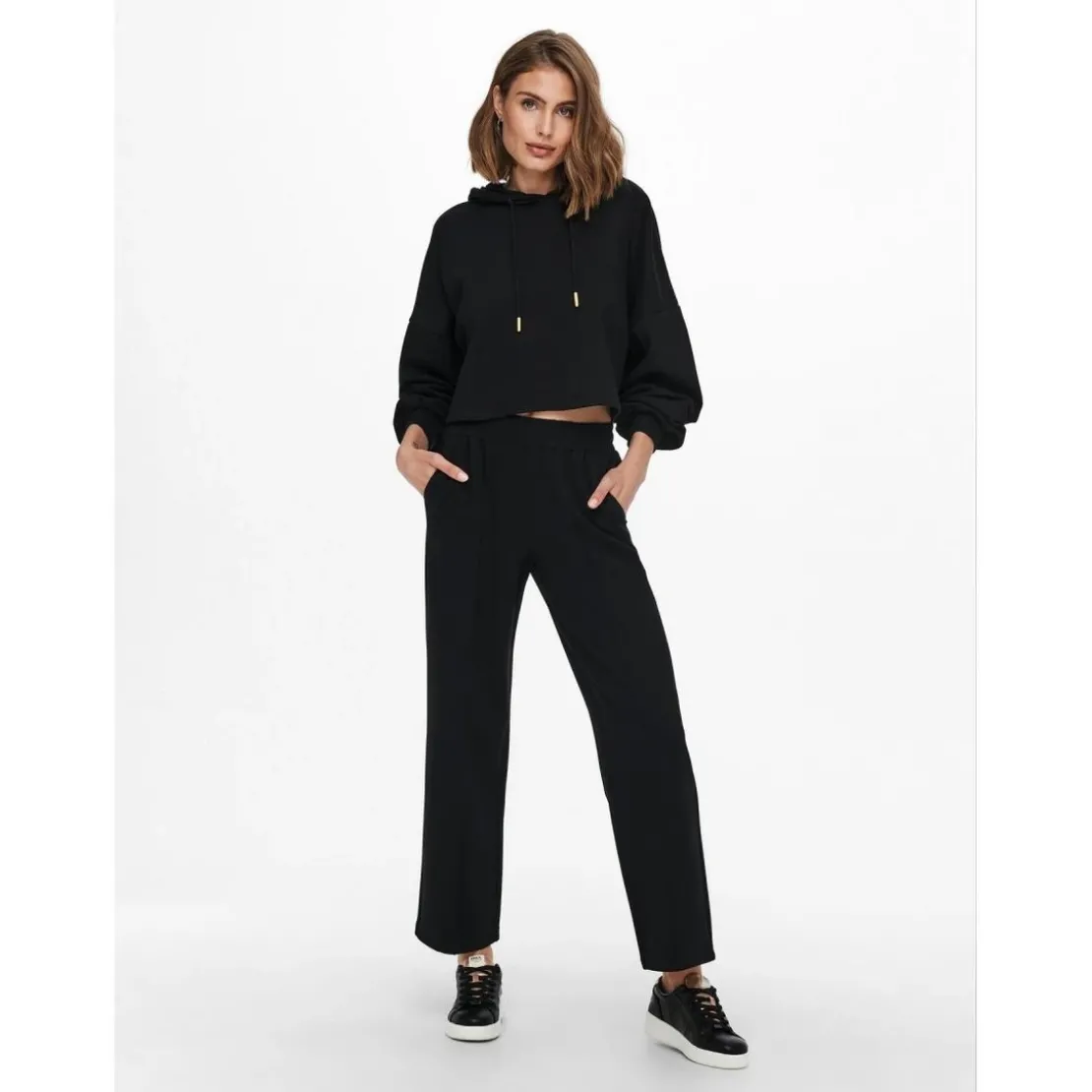 OnlyPantalon à jambe large Taille élastiquée noir en viscose