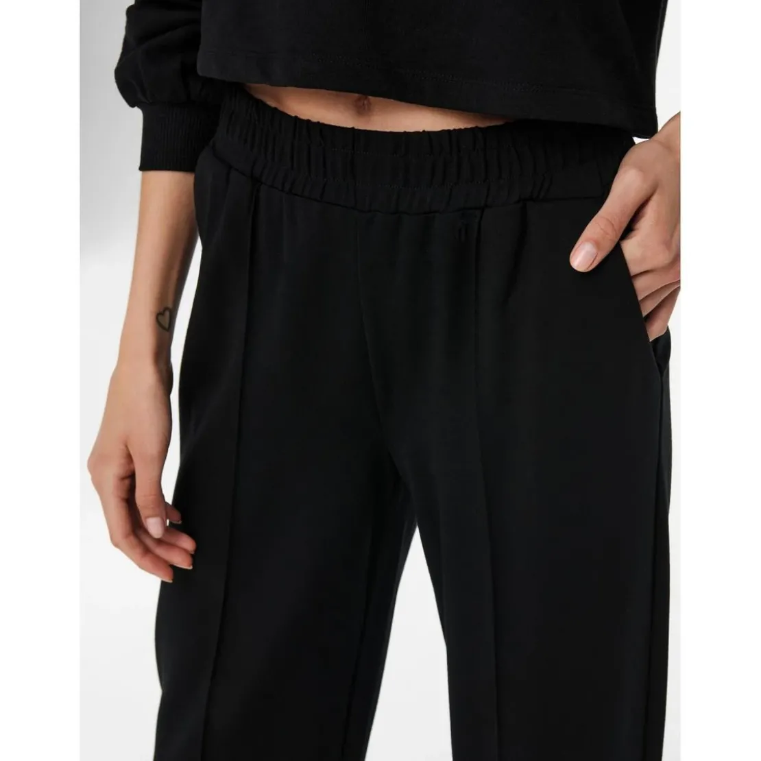 OnlyPantalon à jambe large Taille élastiquée noir en viscose