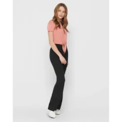 OnlyPantalon à jambe large Taille élastiquée noir Lara