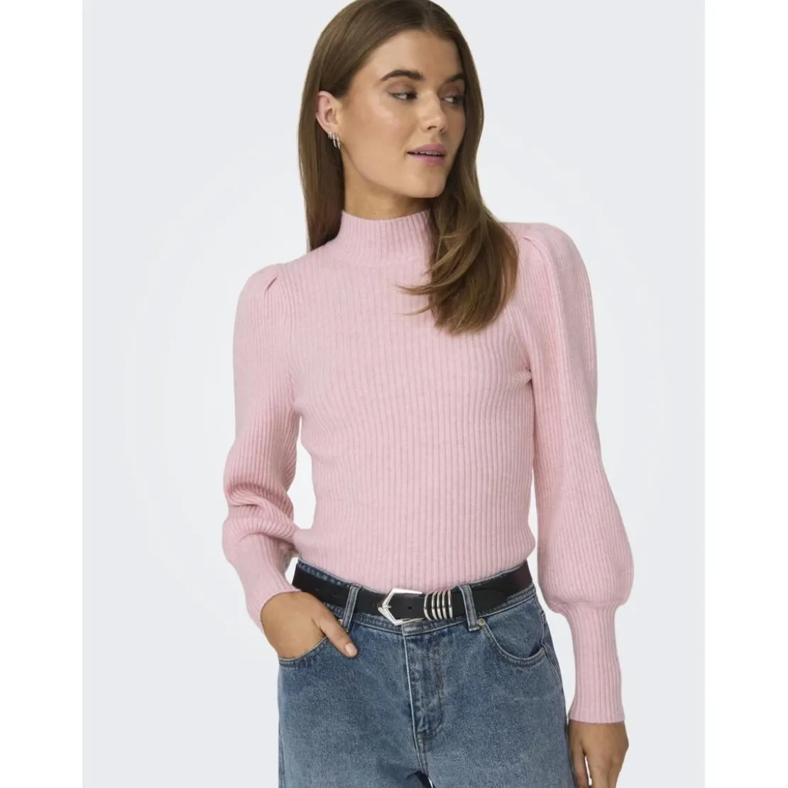 OnlyPull en maille col haut col haut rose Lila