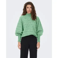 OnlyPull en maille Col haut Manches longues vert, bleu