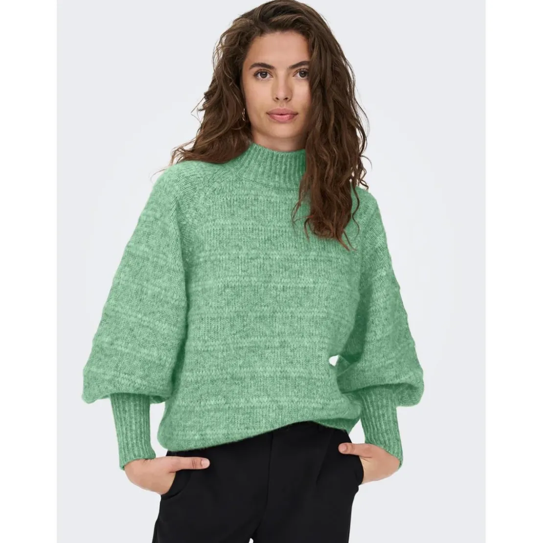 OnlyPull en maille Col haut Manches longues vert, bleu