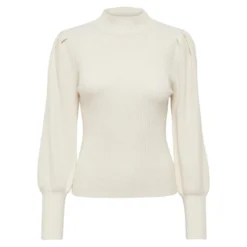OnlyPull en maille Col haut Manches longues blanc