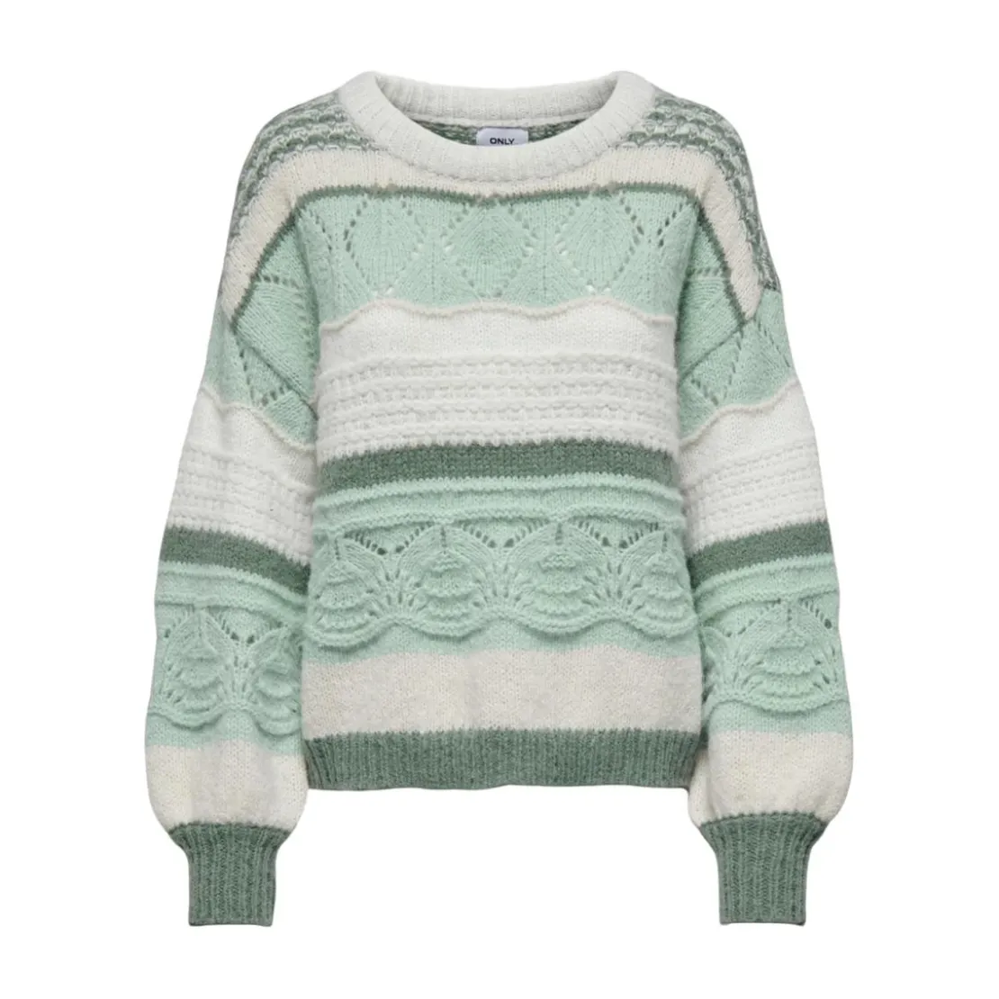 OnlyPull en maille col rond col rond vert clair Ines
