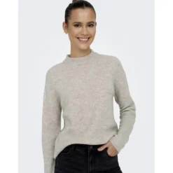 OnlyPull en maille col rond col rond gris clair Ruth