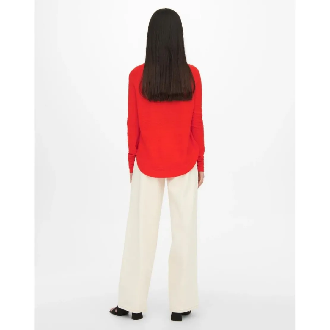 OnlyPull en maille Col rond Manches longues rouge Tess