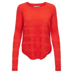 OnlyPull en maille Col rond Manches longues rouge Tess