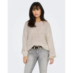 OnlyPull en maille Col rond Manches longues beige Ione