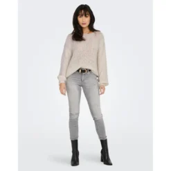 OnlyPull en maille Col rond Manches longues beige Ione