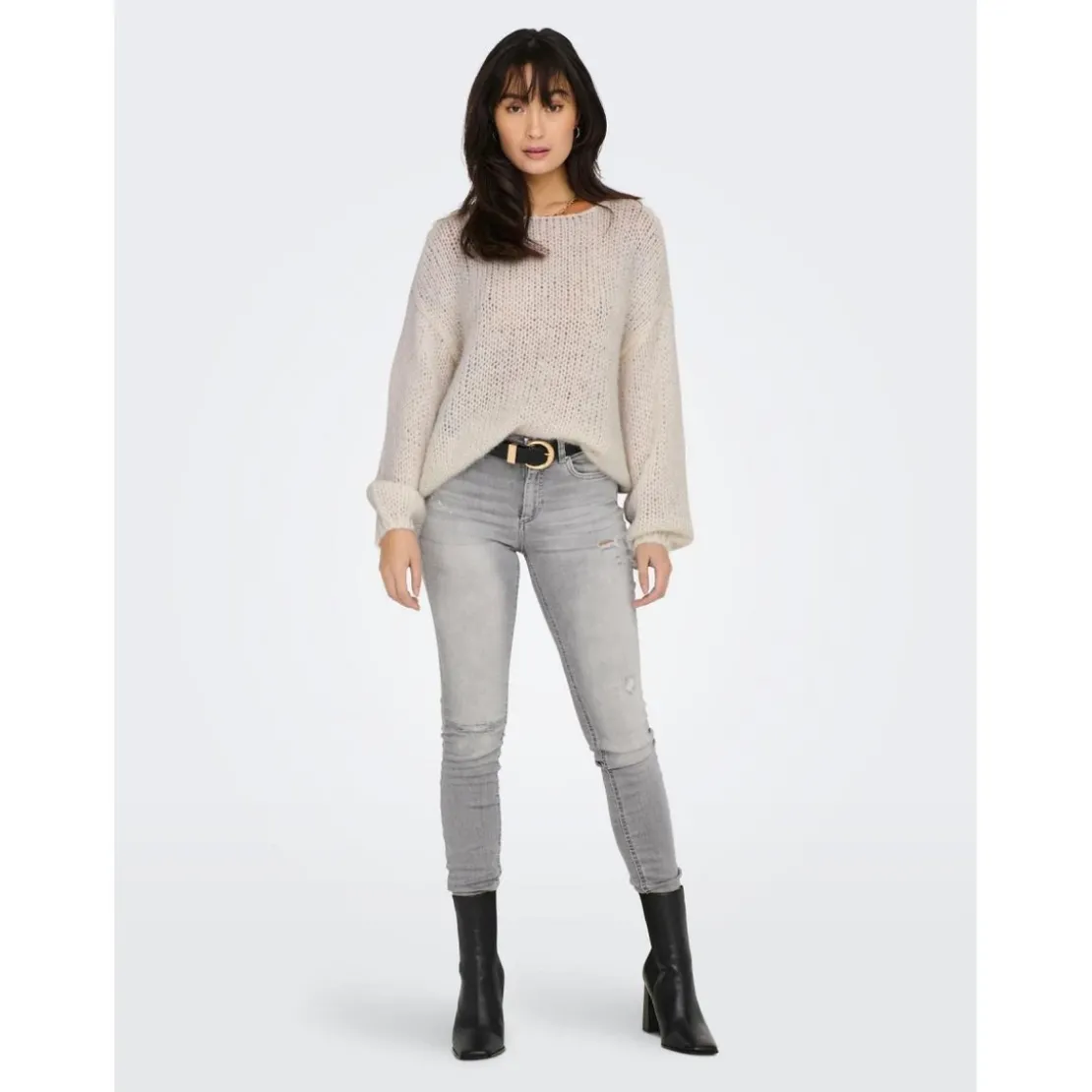 OnlyPull en maille Col rond Manches longues beige Ione