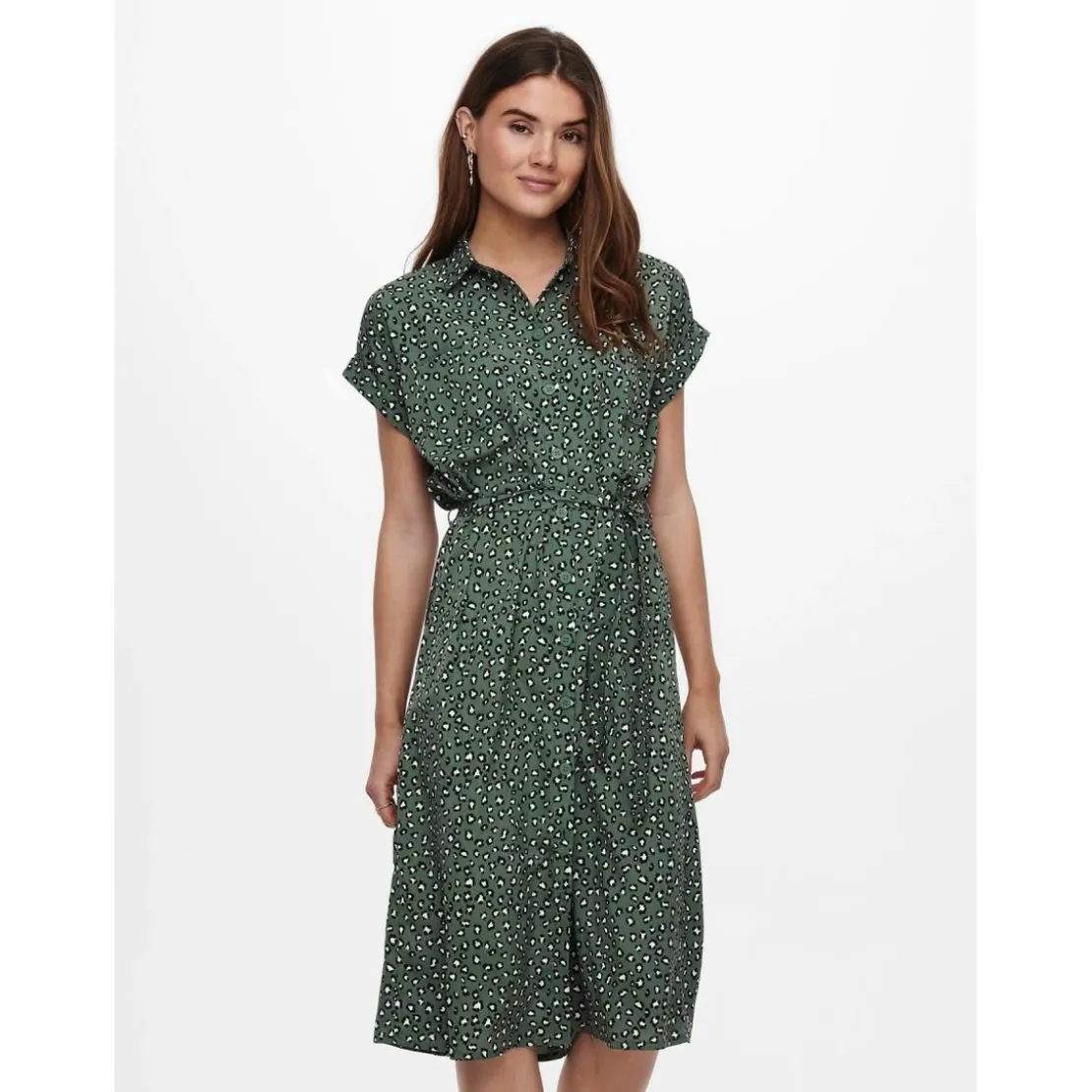 OnlyRobe chemise Imprimé all over Manches courtes Au-dessus du genou Poignets repliés vert