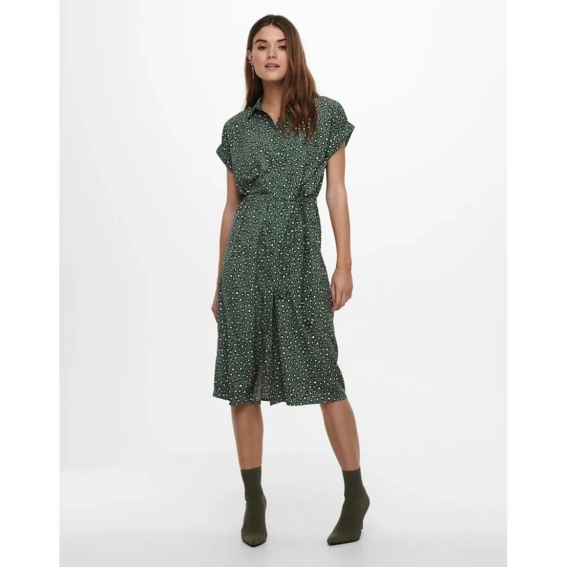 OnlyRobe chemise Imprimé all over Manches courtes Au-dessus du genou Poignets repliés vert