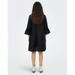 OnlyRobe courte Col fendu Manches 3/4 gris noir en coton