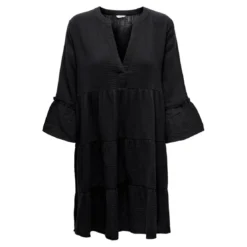 OnlyRobe courte Col fendu Manches 3/4 gris noir en coton