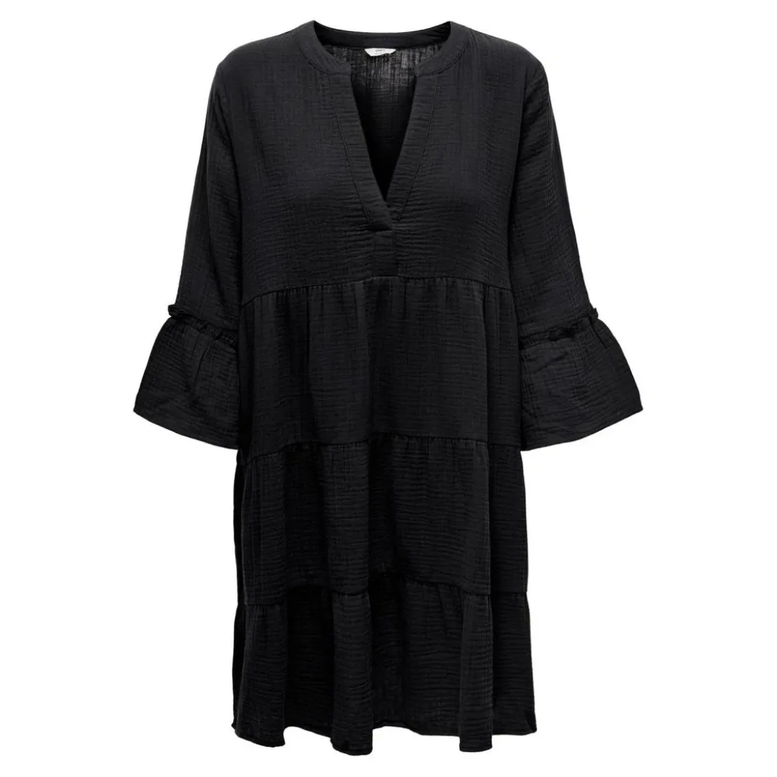 OnlyRobe courte Col fendu Manches 3/4 gris noir en coton
