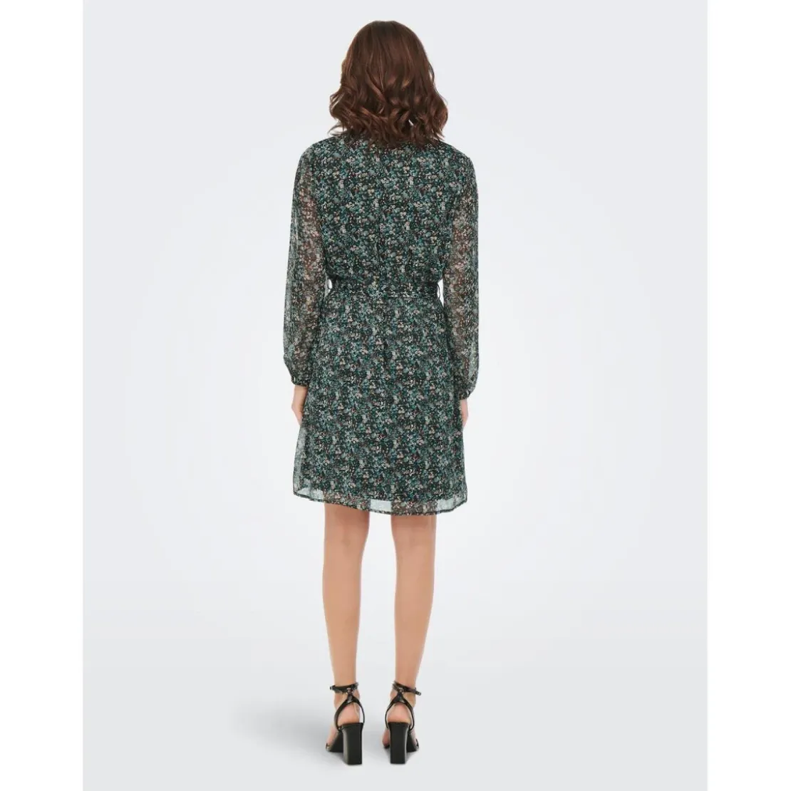 OnlyRobe courte Imprimé all over Col en V Manches 3/4 Ceinture accentuant la taille vert