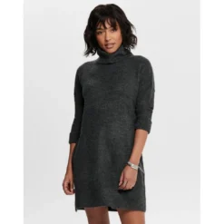 OnlyRobe en maille Col bénitier Manches 3/4 Au-dessus du genou gris