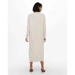 OnlyRobe en maille Col en V Manches longues Au-dessus du genou beige