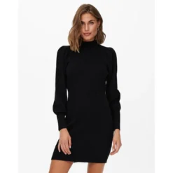 OnlyRobe en maille Col haut Manches longues Longueur mini noir