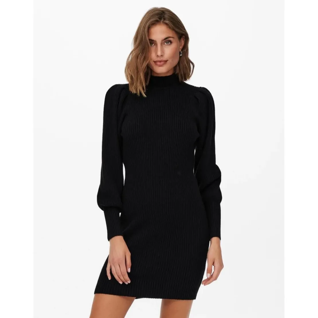 OnlyRobe en maille Col haut Manches longues Longueur mini noir