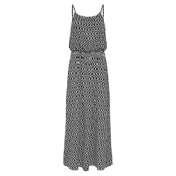 OnlyRobe longue Imprimé all over Col en U Sans manches Découpe à la taille Longueur maxi noir Ora