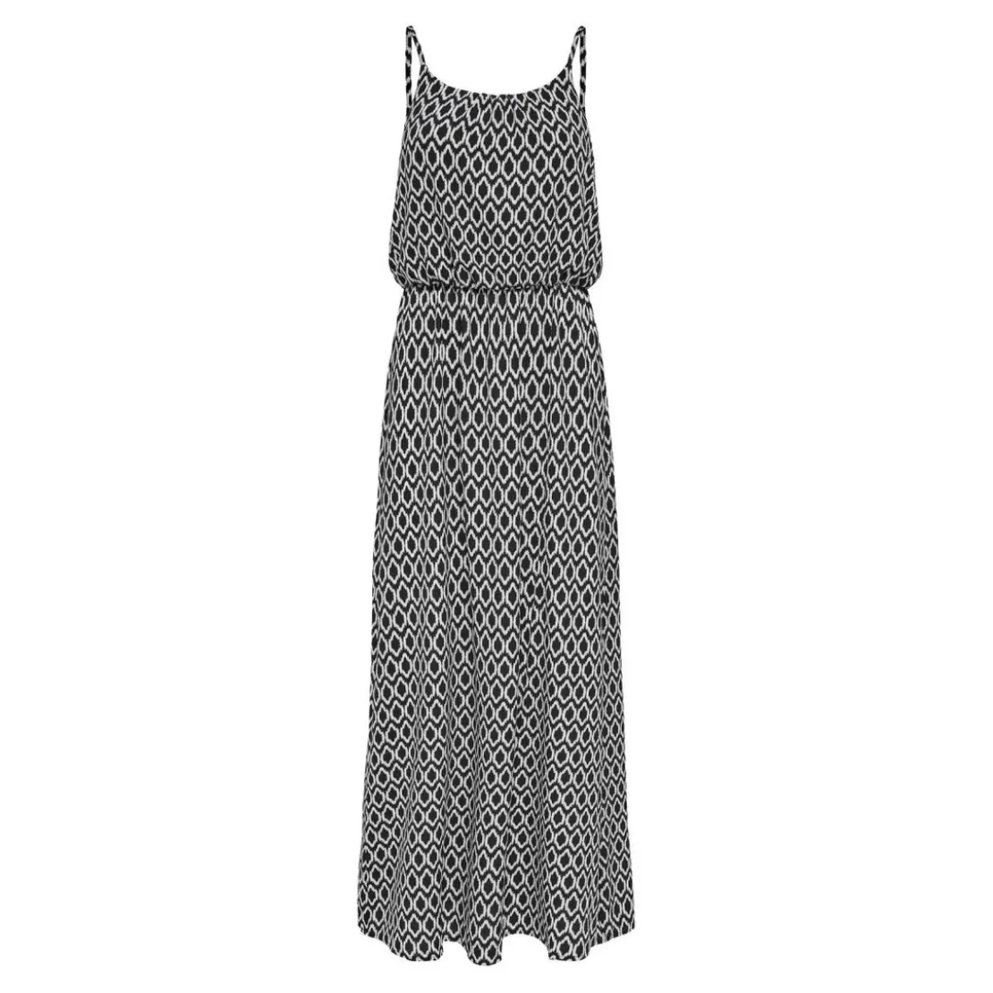 OnlyRobe longue Imprimé all over Col en U Sans manches Découpe à la taille Longueur maxi noir Ora