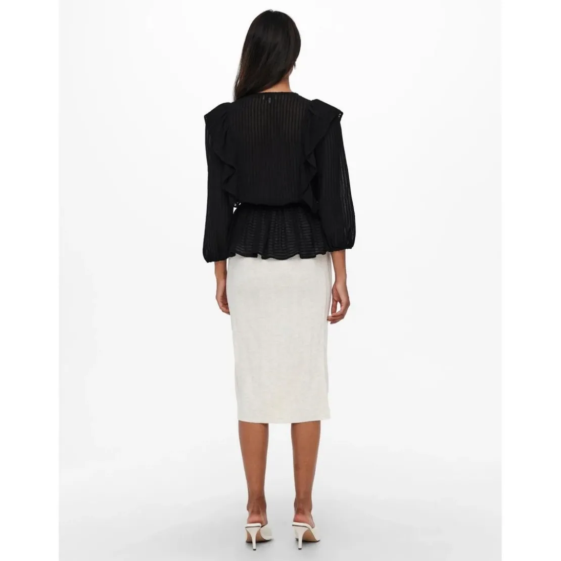 OnlyTop Col en V Manches 3/4 noir