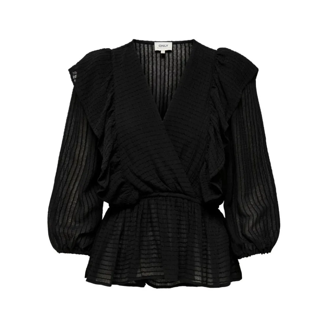 OnlyTop Col en V Manches 3/4 noir