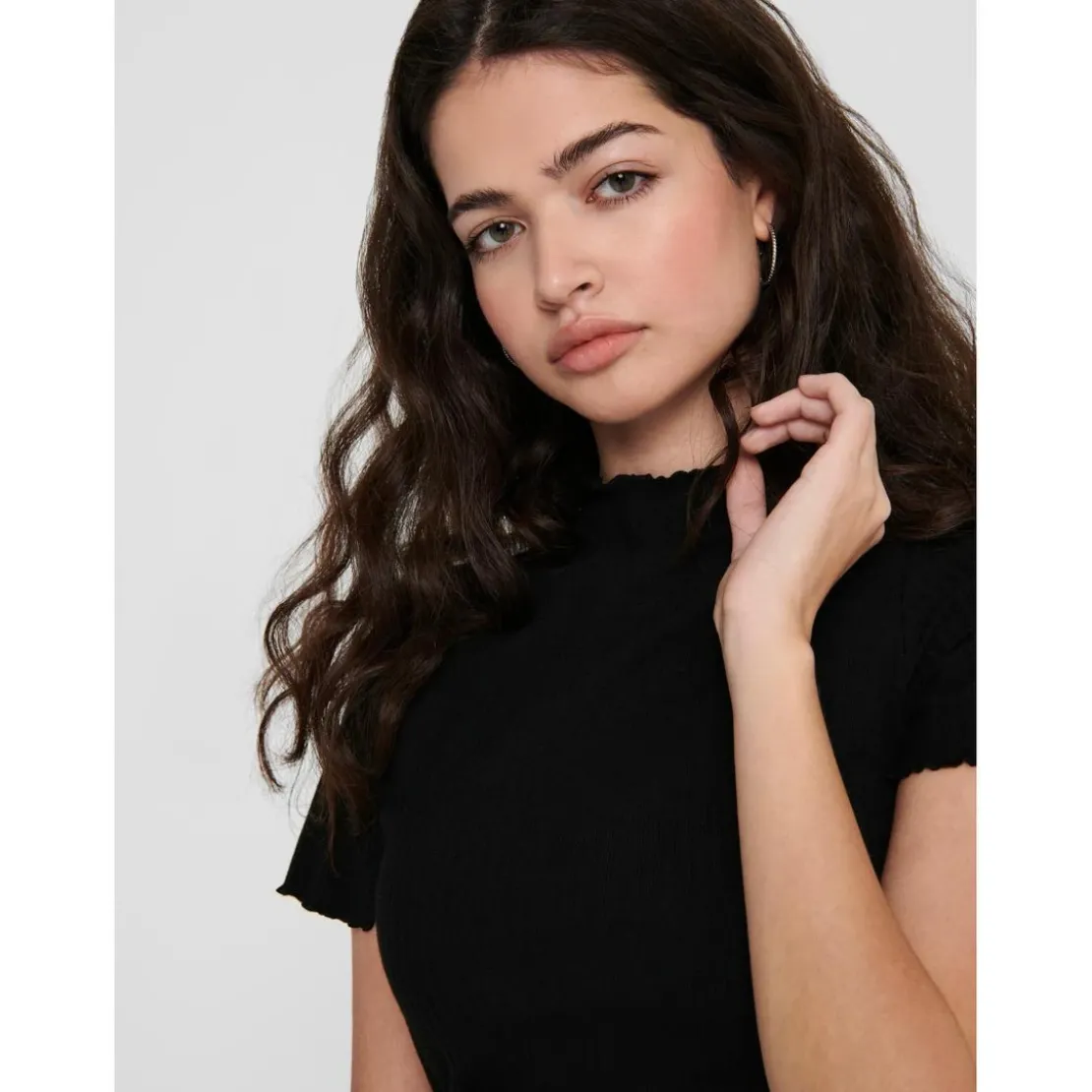 OnlyTop Col haut Manches courtes noir