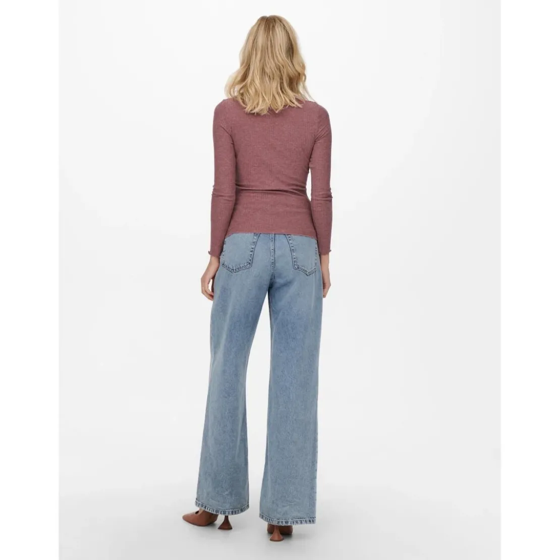 OnlyTop Col haut Manches longues Volants rouge