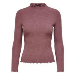 OnlyTop Col haut Manches longues Volants rouge